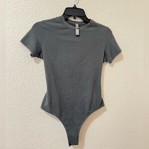 SKIMS Gray Short Sleeve Stretch Bodysuit